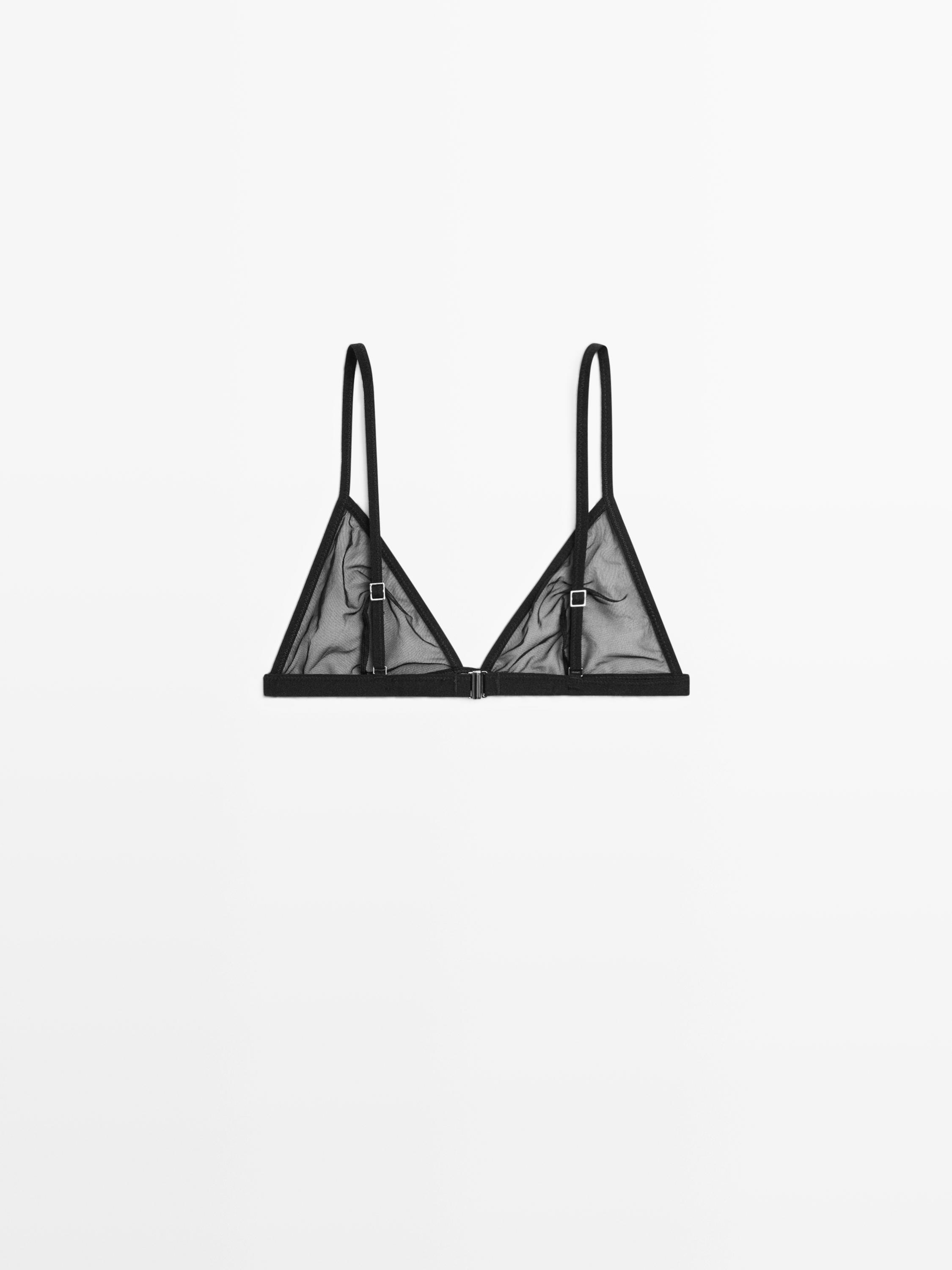 Semi-sheer mesh triangle bralette